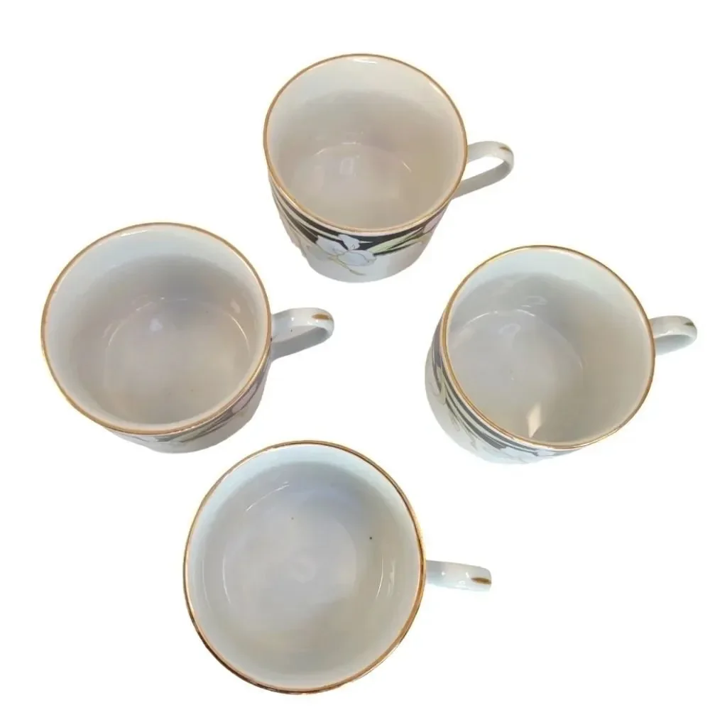 Fine China Porcelain Vanessa by Fairfield 8 Pieces 4 Flat Cups 4 Saucers NIB
